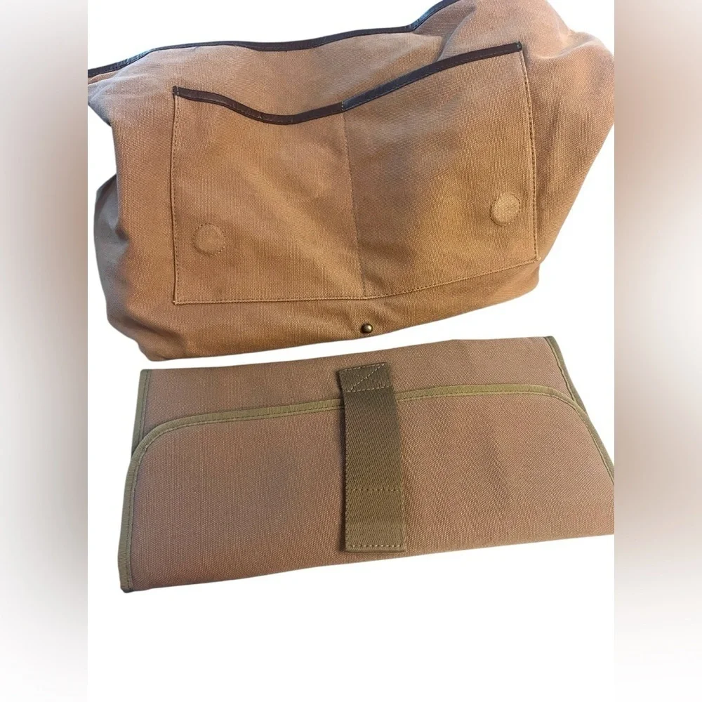 Pottery Barn Kids Brown Canvas Duck Cloth Messenger diaper bag
